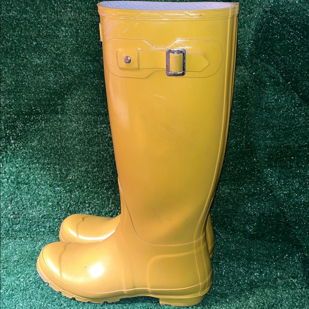 Hunter Original Gloss Tall Boots Yellow UK 5 US 6M/7F EU 38 - Picture 5 of 11